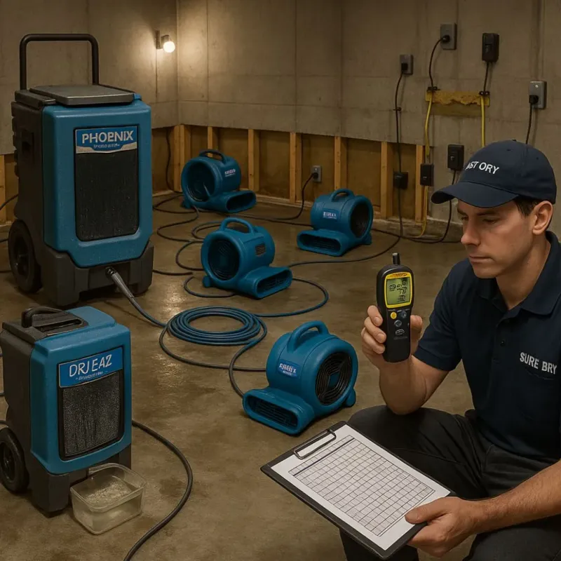 Structural Drying and Dehumidification process in East Washington, PA